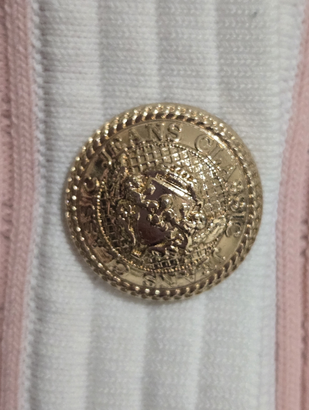 Balmain Pink Knit Cardigan with White Trim and Gold Buttons - Picture 6 of 11